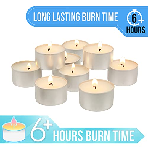 Long Burning Tea Light Candles, 6 to 7 Hour Extended Burn Time, White