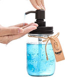 Mason Jar Bathroom Accessories Set 4 - Mason Jar Soap Dispenser & 2 Apothecary Jars & Toothbrush Holder - Rustic Farmhouse Restroom, Bathroom Home Decor Clearance, Countertop Vanity Organizer, Black