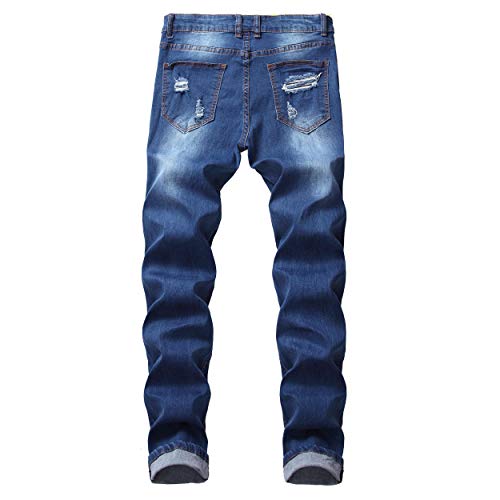 Men's Skinny Slim Fit Ripped Stretch Distressed Stretch Destroyed Jeans Pants