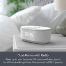Bedside Radio Alarm Clock with USB Charger, Bluetooth Speaker, QI Wireless Charging, Dual Alarm Dimmable LED Display (White)