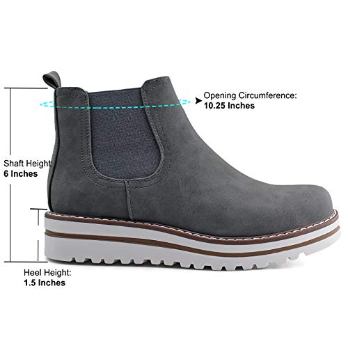 Womens Chelsea Elastic Ankle Boots Waterproof Flat Boots (9,Grey)