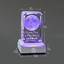 3D Moon Crystal with LED Colourful Light Base ,Christmas Gifts Funny Night Light