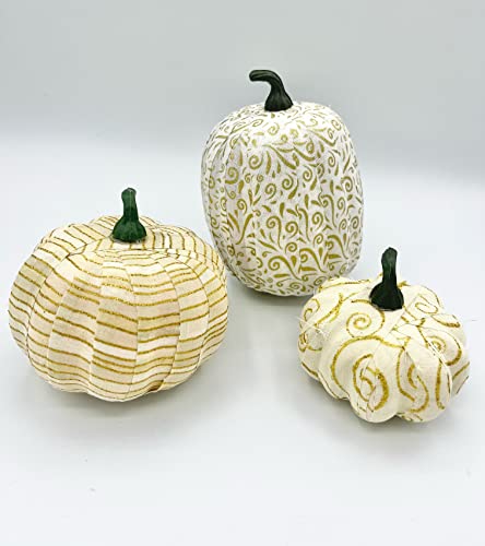 Gold Cream Pumpkins- fabric wrapped decorative fillers- set of 3 fabric wrapped fall decor