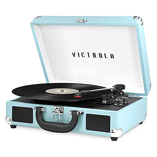 Vintage 3-Speed Bluetooth Portable Suitcase Record Player with Built-in Speakers