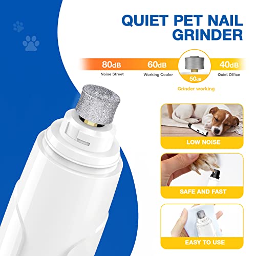 Dog Nail Grinder, Upgraded Cat Dog Nail Trimmers Super Quiet Dog Nail Clipper