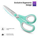 8" Multipurpose Scissors Bulk Ultra Sharp Shears, Comfort-Grip Sturdy Scissors , 3-Pack, Mint, Grey, Purple