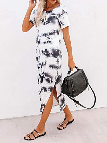 Long Dress for Women Summer Casual Short Sleeve Tie Dye Dresses