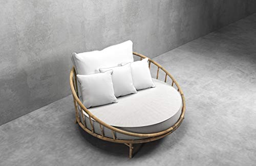 Bamboo Round Daybed Outdoor Indoor Large Accent Sofa Chair Sofabed, Natural