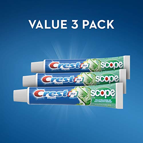 Crest + Scope Complete Whitening Toothpaste, Minty Fresh, 5.4 oz, Pack of 3