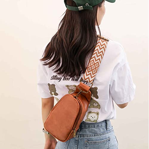 Women Chest Bag Sling Bag Small Crossbody PU Leather Satchel Daypack