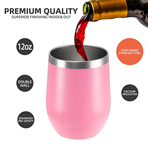 12OZ Stainless Steel Wine Tumbler with lid. Stemless Double Wall Insulated Wine Tumbler.
