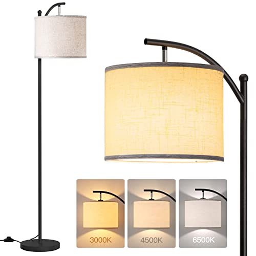 Floor Lamp with 3CCT LED Bulb, Lamp for Living Room with Beige Linen Lamp Shade