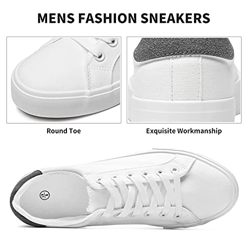 Mens Canvas Shoes White Black Sneakers Low Top Lace Up Casual Shoes