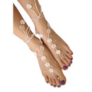 Flower Barefoot Sandals, Boho Beach Wedding Shoes, Women Foot Jewelry,Gift (White)