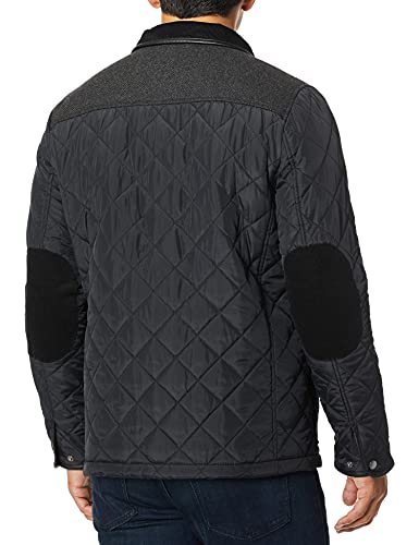 Cole Haan Men's Quilted Jacket with Wool Yoke, Black, Medium