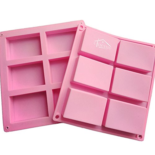 2 Pack 6 Cavities Silicone Soap Mold, 6 Cavity DIY Soap Molds, Rectangle Baking Mold