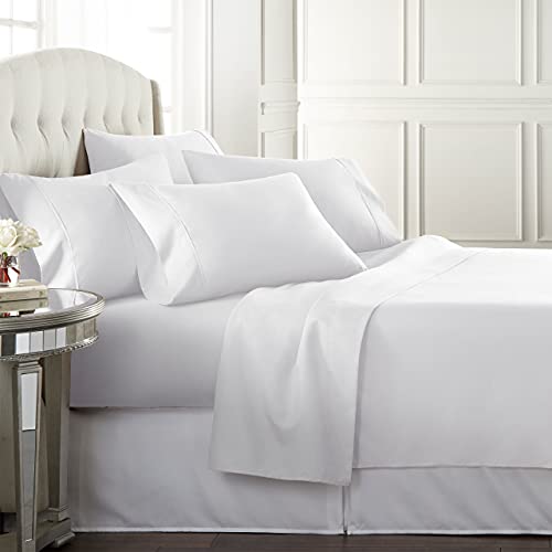 King Size Bed Sheets Set -6 Piece Bedding Sheet & Pillowcases Sets White