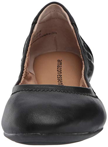 Amazon Essentials Women's Belice Ballet Flat, Black, Faux Leather, 8