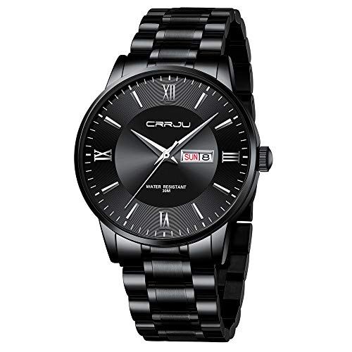 Men's Waterproof Quartz ,Elegant Watches,Black Stainless Steel