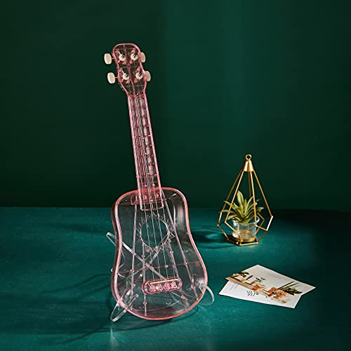 TienClef 21 Inch Concert Soprano Ukuleles for Beginners with Gig Bag Carbon String Integrated Molding Transparent Ukalalee Set for Kids Adults Starter (Pink)