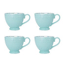 Pfaltzgraff Venice 16-Piece Stoneware Dinnerware Set, Service for 4, Aqua/White -