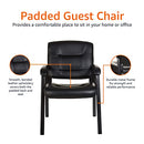 Classic Faux Leather Office Desk Guest Chair with Metal Frame - Black