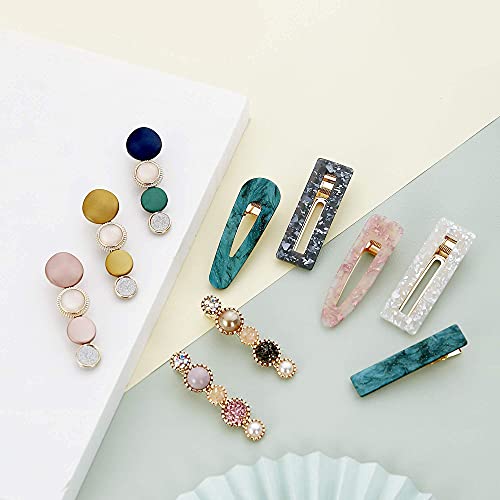 20 PCS Macaron Pearl Acrylic Resin Metal Fashion Hair Clips Set