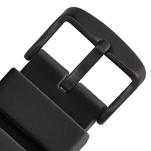 WOCCI 24mm Silicone Watch Band, Quick Release Rubber Replacement Strap with Black Stainless Steel Buckle (Black)