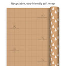 Recyclable Kraft Wrapping Paper with Cut Lines (3 Rolls: 90 Sq. Ft. Ttl.) Minimalist Christmas
