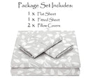 Printed Queen Bed Sheet Set 4-Piece - Ultra Soft Floral Leaves Print Queen