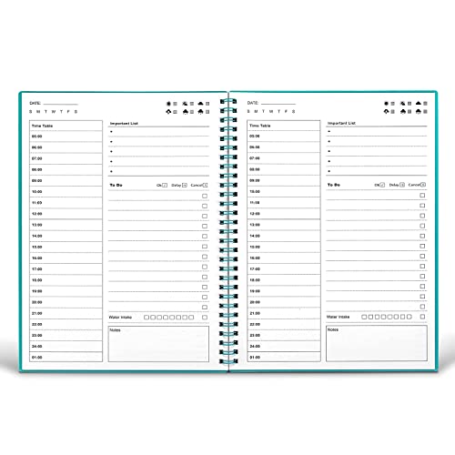 To Do List Notebook, Daily Planner Undated - Hourly Planner, 7.6"x10.2"96 Pages,Green