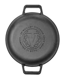 Cast Iron Round Skillet with Double Loop Handles Seasoned with 100% Kosher Certified