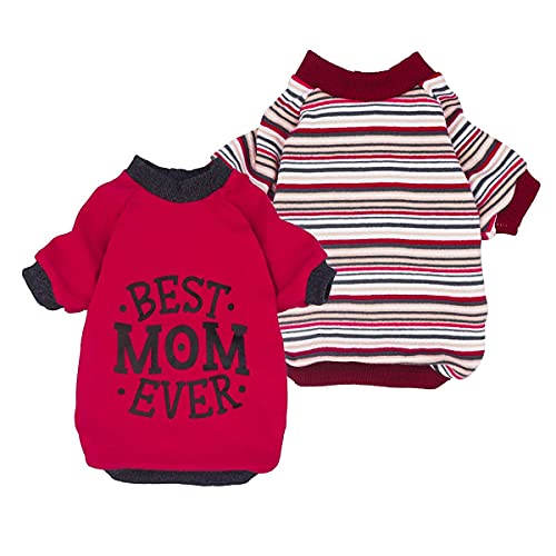 2-Pack Mother's Day Best Mom Ever Dog Shirt for Pet Clothes 100% Cotton