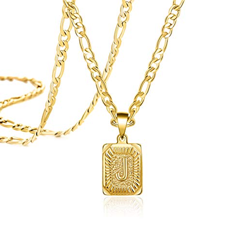 Initial Necklaces for Women Teen Girls Boys Best Friend 18K Gold Letter J Stainless