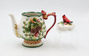 Cosmos Gifts Evergreen Holiday Teapot, 8 1/8" x 5 1/4" x 7"H, Red