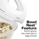 6-Speed Electric Hand Mixer with Whisk, Traditional Beaters, Snap-On Storage Case, White