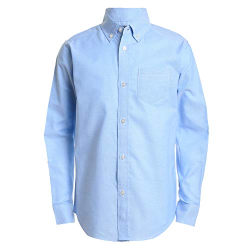 Long Sleeve Solid Button-down Collared Oxford With Chest Pocket Dress Shirt, Ox Blue