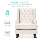 Rocking Accent Chair, Tufted Upholstered Linen Wingback