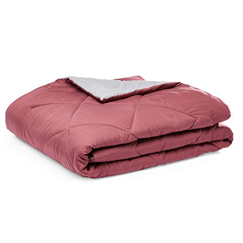 Reversible, Lightweight Microfiber Comforter Blanket - Full / Queen, Burgundy / Gray