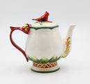 Cosmos Gifts Evergreen Holiday Teapot, 8 1/8" x 5 1/4" x 7"H, Red