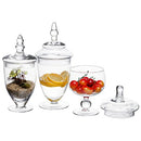 Clear Glass Small Apothecary Jars with Lids, Candy Storage Canisters, 3 Piece Set