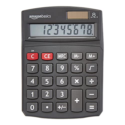 Amazon Basics LCD 8-Digit Desktop Calculator, Black - 1 Pack