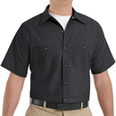 Men's Tall Industrial Work Shirt, Regular Fit, Short Sleeve, Black, 3X-Large