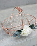 Rose Gold Flower Girl Basket - Copper Wire Flower Girl Basket - Boho Flower Girl Gift - Eucalyptus & Ivory Floral Wedding Basket by Ragga Wedding