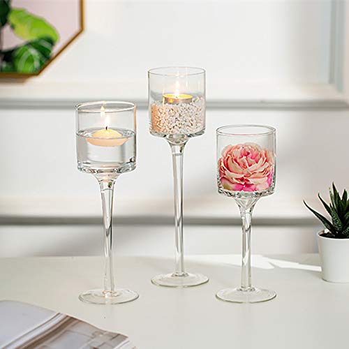 6 Sets (18 Pcs) Candlestick & Tealight Candle Holder, Elegant Glass Stylish Design