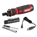 Rechargeable 4V Cordless Screwdriver with Circuit Sensor Technology, Includes 9pcs Bit