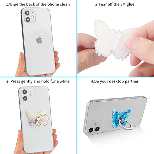 Hard PC Butterfly Phone Ring Holder 360°Rotation Finger Stand Kickstand Universal