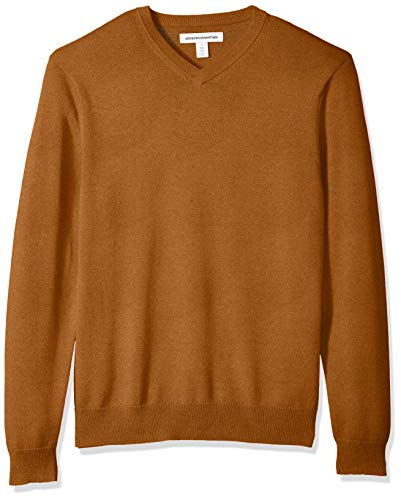 Amazon Essentials Men's V-Neck Sweater (Available in Big & Tall), Rust, Large