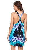 Romwe Women's Sleeveless V Neck Tie Dye Tunic Tops Casual Swing TeeShirt Dress
