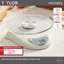 Digital Kitchen Scale with Glass Platform, Tare Button, and Plastic Body